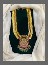 Kashu mala with Ruby Peacock & Lakshmi pendent in Kundan - KH00161